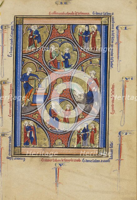 Scenes from the Life of Jacob; Wenceslaus Psalter, about 1250-1260. Creator: Unknown.