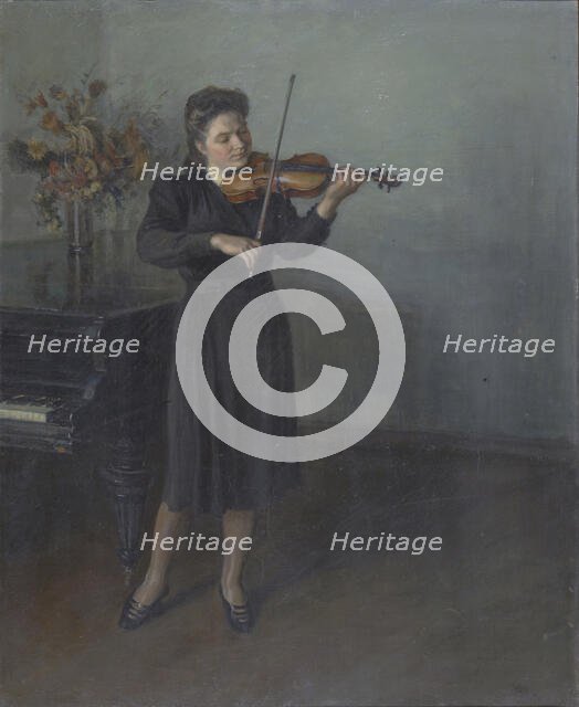 Violinist, 1946. Creator: Serafima Vasilyevna Ryangina.