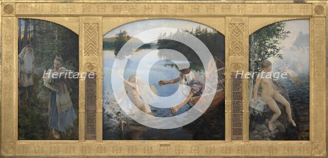 Aino Myth, triptych, 1891. Creator: Akseli Gallen-Kallela.