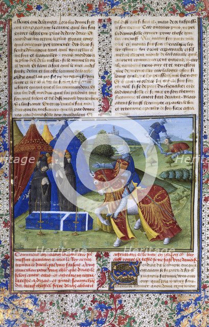 Page from Le Livre de Lancelot du Lac (The Book of Sir Lancelot of the Lake), 15th century. Artist: Unknown