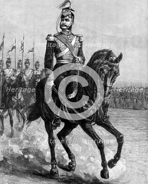 Alfonso XII., King of Spain, in the uniform of the 15th Schleswig-Holstein Uhlans, 1883.  Creator: Unknown.