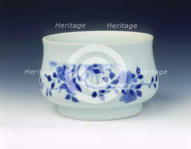 Blue and white censer, Transitional period, China, c1640. Artist: Unknown