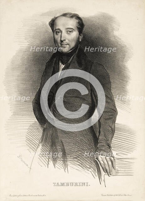 Portrait of the opera singer Antonio Tamburini (1800-1876), 1833. Creator: Devéria, Achille (1800-1857).