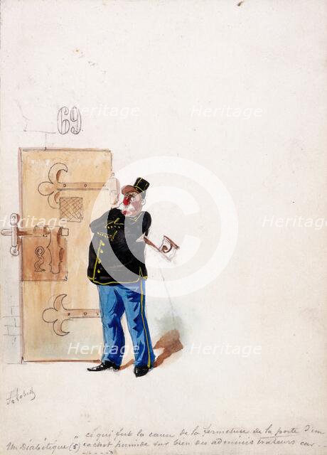 The Panama Canal: for an enquiry into its financing, a policeman guards a prison..., (1897?). Creator: HS Robert.