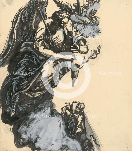 Angel playing the bagpipes, 1940-1944. Creator: Ján Novák.