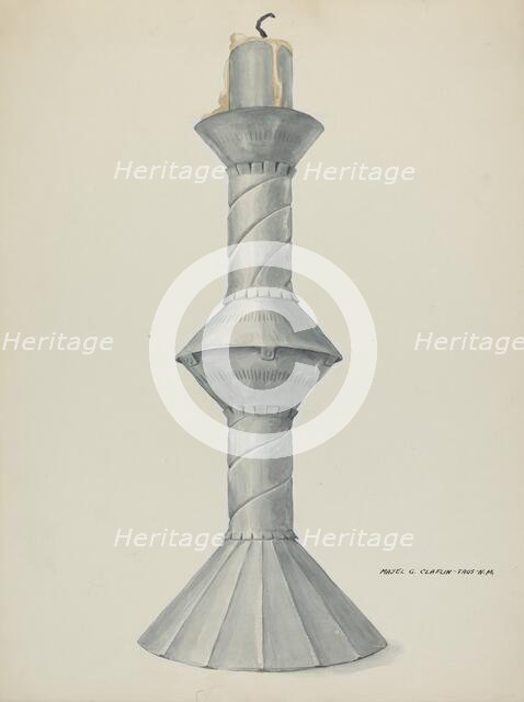 Penitente Altar Candle Stick, c. 1937. Creator: Majel G. Claflin.