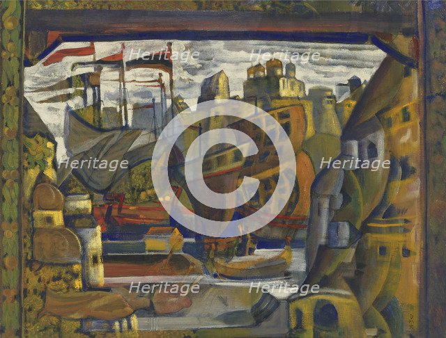 The Novgorod Market. Stage design for the opera Sadko by N. Rimsky-Korsakov, 1920.