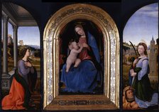 Enthroned Maria lactans with Saints Catherine of Alexandria and Barbara and her father Dioscurus, 15 Artist: Albertinelli, Mariotto (1474-1515)