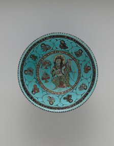 Turquoise Bowl with Lute Player and Audience, Iran, late 12th-early 13th century. Creator: Unknown.