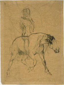 Study of a Horse and Rider, c. 1874. Creator: Jules Elie Delaunay.