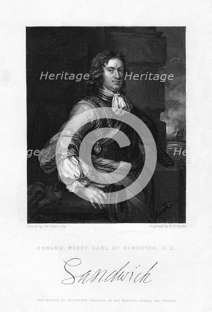Edward Montagu, 1st Earl of Sandwich, English naval officer, (19th century). Artist: Henry Thomas Ryall