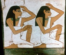 'Two Mourners', detail of the decoration of a sarcophagus of The Lady of Madja, 18th Dynasty. Artist: Unknown