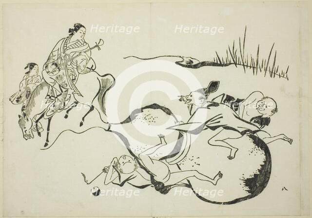 An Impossible Feat by Imaginary Men, no. 8 from a series of 12 prints, c. 1708. Creator: Okumura Masanobu.