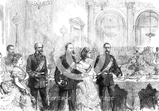 The Three Emperors at Berlin: arrival at the banquet in the White Hall of the Old Palace, 1872. Creator: Unknown.