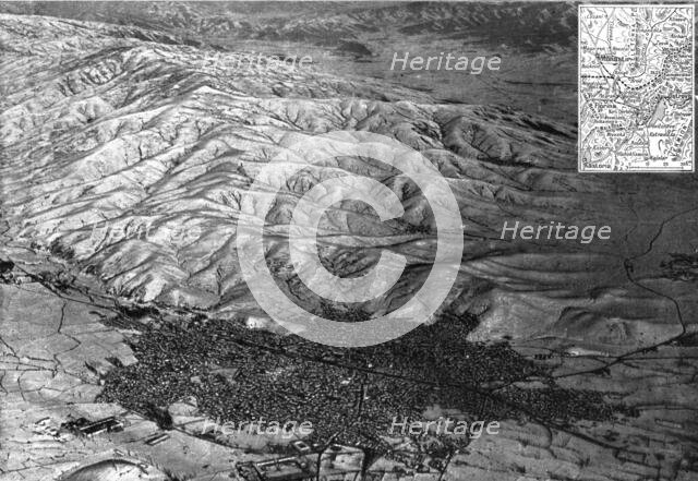 'Monastir; du lac d'Ostrovo a Monastir: vue prise en areoplane de la premiere ville serbe..., 1916. Creator: Unknown.