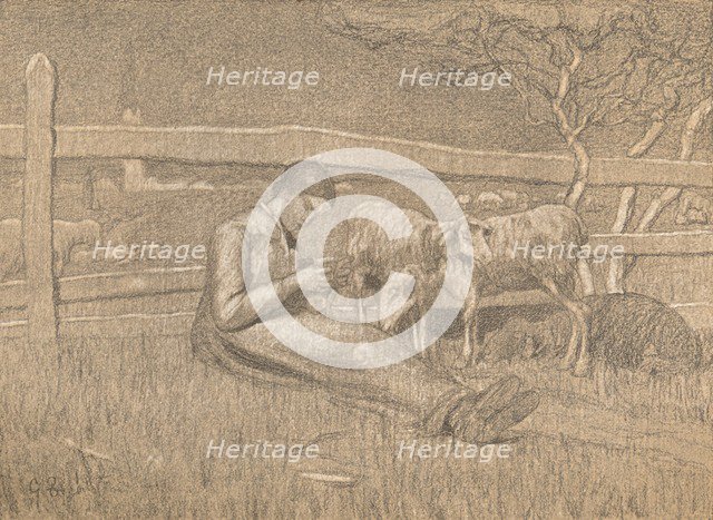 'The Shepherdess', c1888. Artist: Giovanni Segantini.