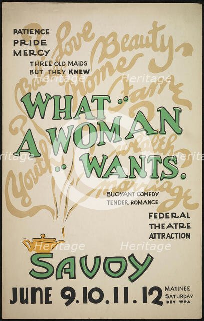 What a Woman Wants, San Diego, 1938. Creator: Unknown.