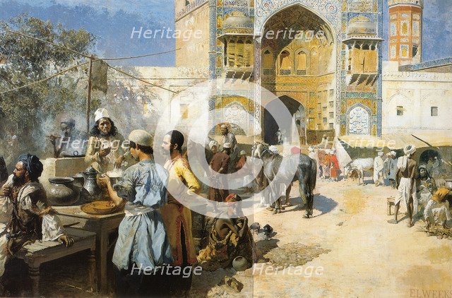 'An Open-Air Restaurant, Lahore', c1889.  Artist: Edwin Lord Weeks