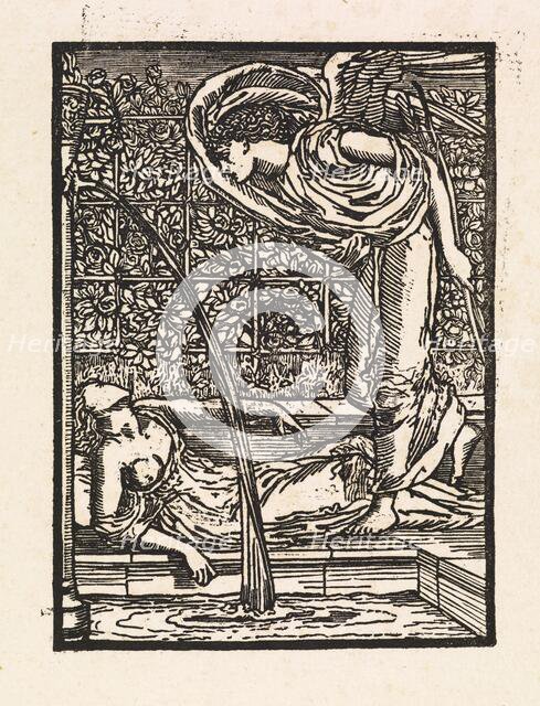 Cupid and Psyche - Cupid finding Psyche asleep in the Garden, 1880. Creator: Sir Edward Coley Burne-Jones.