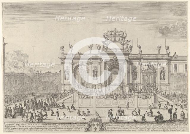 The altar of the holy sacrament; at left, the sacrament beneath a canopy, carried in p..., ca. 1648. Creator: Stefano della Bella.