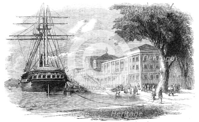 The Kuleieh Barracks, Constantinople - the Royal Artillery disembarking from "The Jason", 1854. Creator: Unknown.