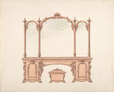 Design for a Mirrored Sideboard with Rococo Ornament, and Casket, early 19th century. Creator: Anon.