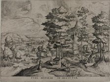 Flight into Egypt, from The Large Landscapes, 1555/56. Creator: Johannes van Doetecum I.