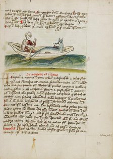 A Ferryman with a Wolf in a Boat; Fables, third quarter of 15th century. Creator: Unknown.