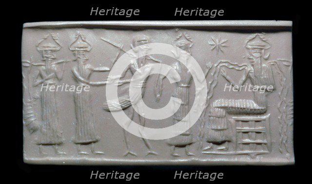 Akkadian cylinder-seal impression. Artist: Unknown