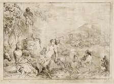 Landscape with a Satyr Family and Classical Sculpture, 1775/1776. Creator: Giovanni David.