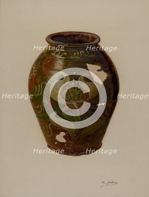 Pa. German Jar, c. 1938. Creator: William L. Antrim.