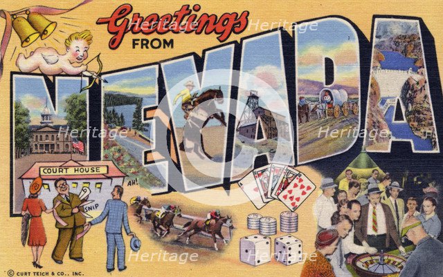 'Greetings from Nevada', postcard, 1941. Artist: Unknown
