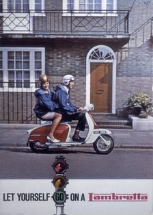 Poster advertising Lambretta scooters, 1963. Artist: Unknown