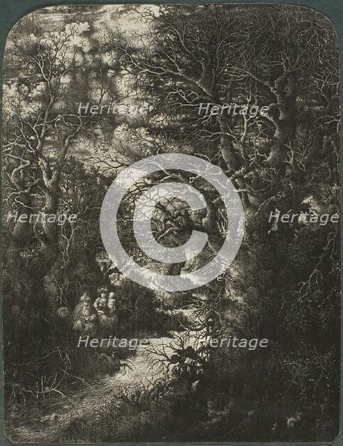 The Holy Family at Rest Beside a Stream, 1853. Creator: Rodolphe Bresdin.