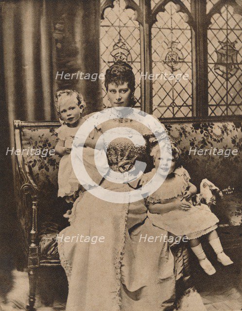 The Duchess of York with her two sons, Princes Edward and Albert, c1897 (1935). Artist: Unknown.