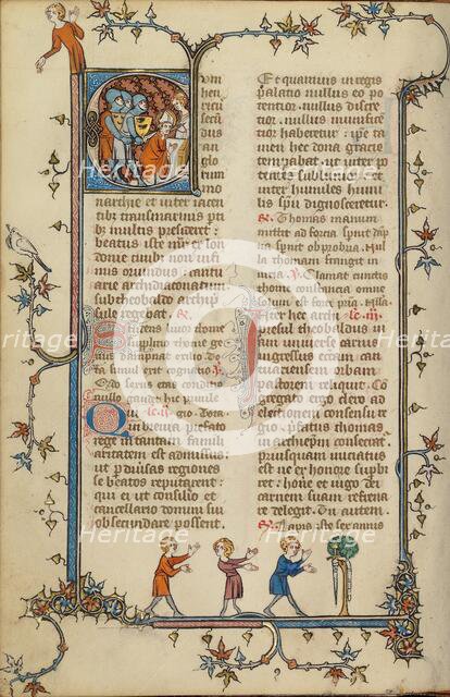 Initial C: The Martyrdom of Saint Thomas Becket; Breviary, about 1320-1325. Creator: Unknown.