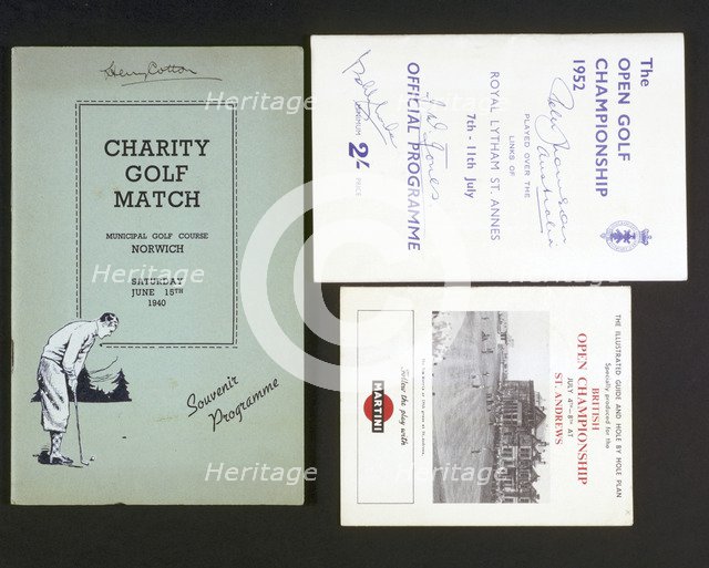 Autographed golf programmes, 1940-1955. Artist: Unknown