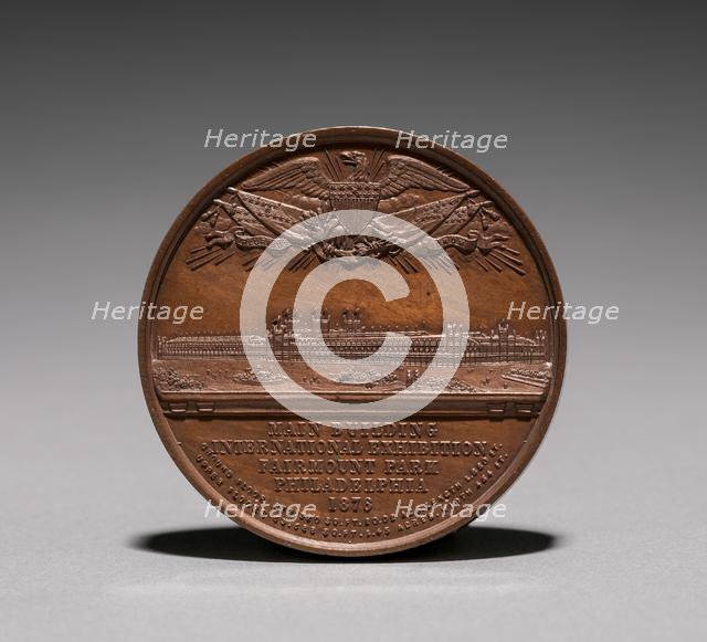 Medal: Commemorating the Centennial International Exhibition, 1876 (reverse), 1876. Creator: Unknown.