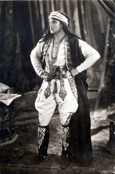 Rudolph Valentino (1895-1926), film actor born in Italy, in a scene from the movie 'The Son of th…