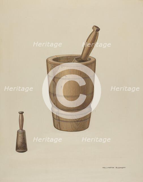 Mortar and Pestle, c. 1937. Creator: Wellington Blewett.