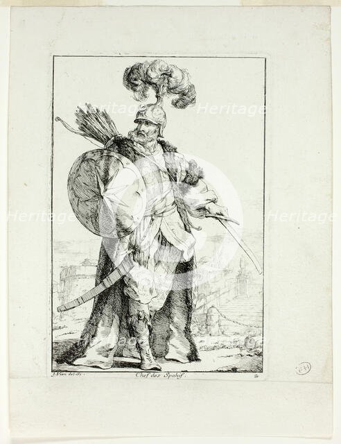 Chef des Spahis, plate two from Caravanne du Sultan à la Mecque, 1748. Creator: Joseph-Marie Vien the Elder.