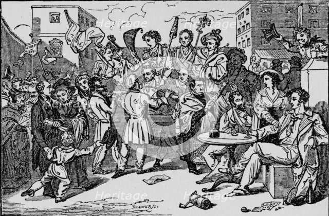 'A Mock Election in the King's Bench Prison', c1828, (1912). Artist: Bonner.
