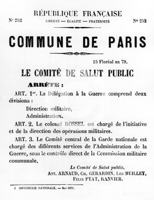 Commune de Paris, from French Political posters of the Paris Commune,  May 1871. Artist: Unknown