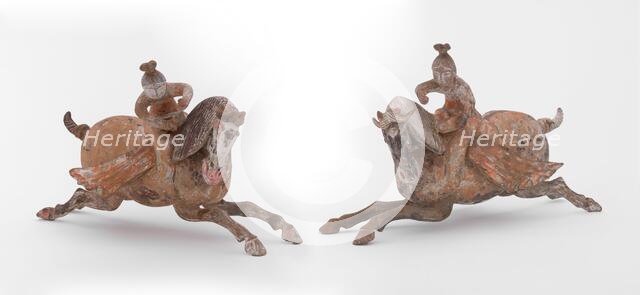 Pair of galloping horses with riders, Tang dynasty (618-907). Creator: Unknown.