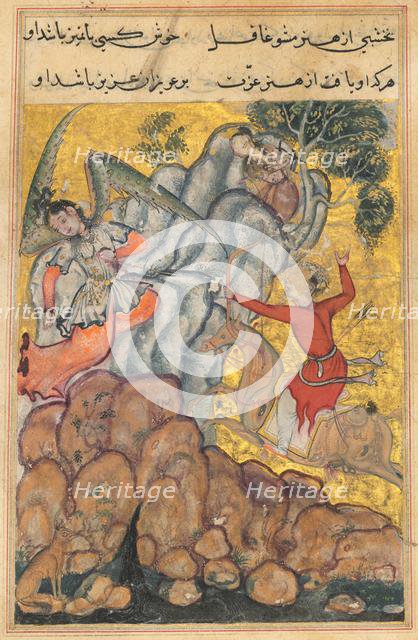 Page from Tales of a Parrot (Tuti-nama): Thirty-fourth night: The third suitor..., c. 1560. Creator: Unknown.