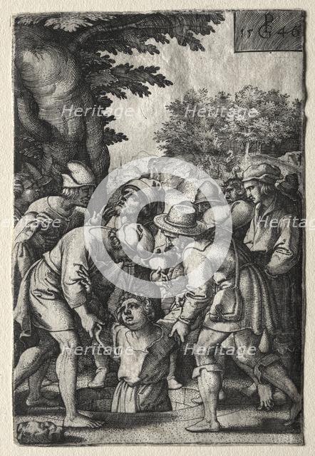 Joseph Lowered into a Well, 1546. Creator: Georg Pencz (German, c. 1500-1550).