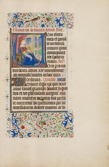 Initial V: The Virgin and Child with Saint Anne; Llangattock Hours, 1450s. Creator: Master of the Llangattock Hours.