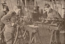 Boys of Bradfield College making shell parts, Berkshire, c1916 (1928). Artist: Unknown.