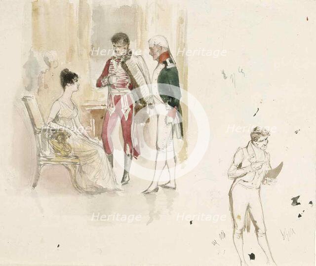 Seated woman and two Lords, c1890s. Creator: Albert Edelfelt.