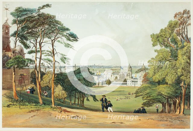 London, from Greenwich, plate five from Original Views of London as It Is, 1842. Creator: Thomas Shotter Boys.